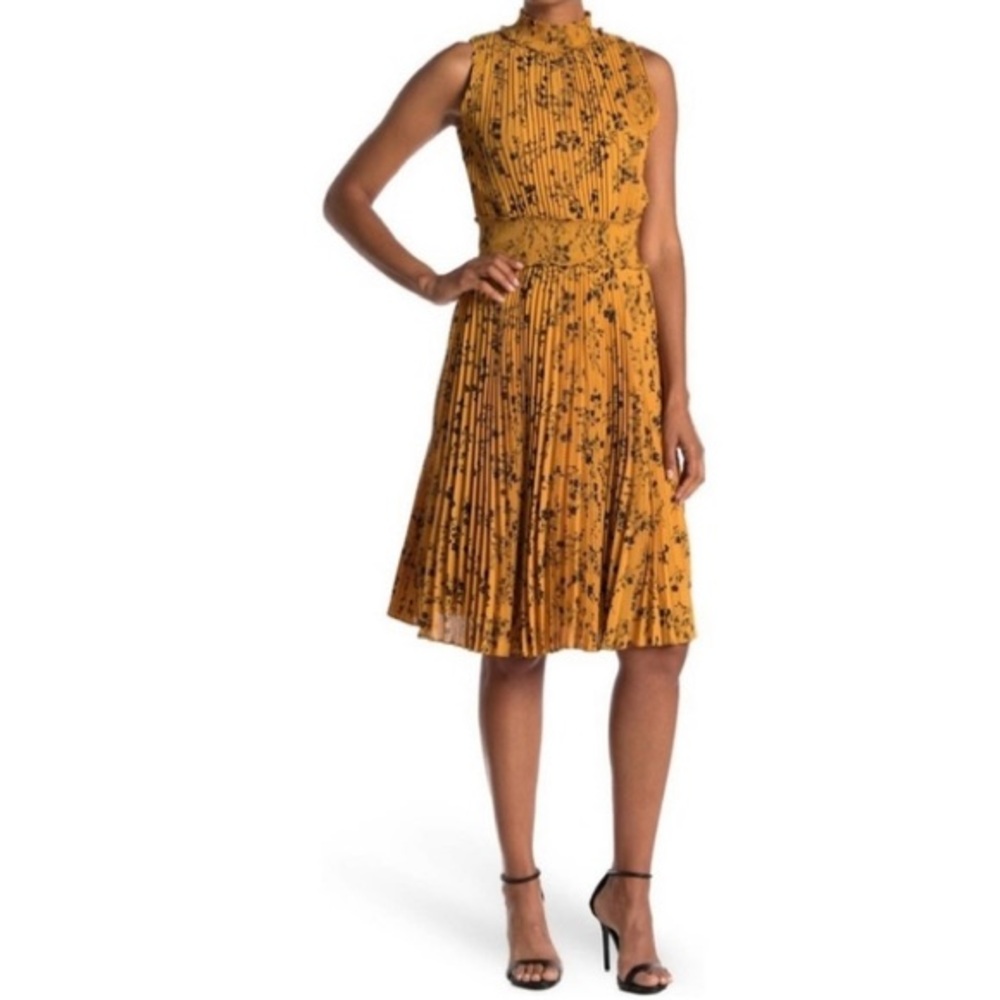 Nanette Lepore Mustard Floral Midi Dress Sz 6